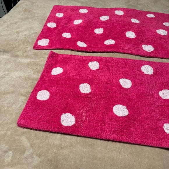 Kate Spade Torrington Dot Bath Rug in Magenta Pink While Polka Large Small set o - Picture 2 of 6